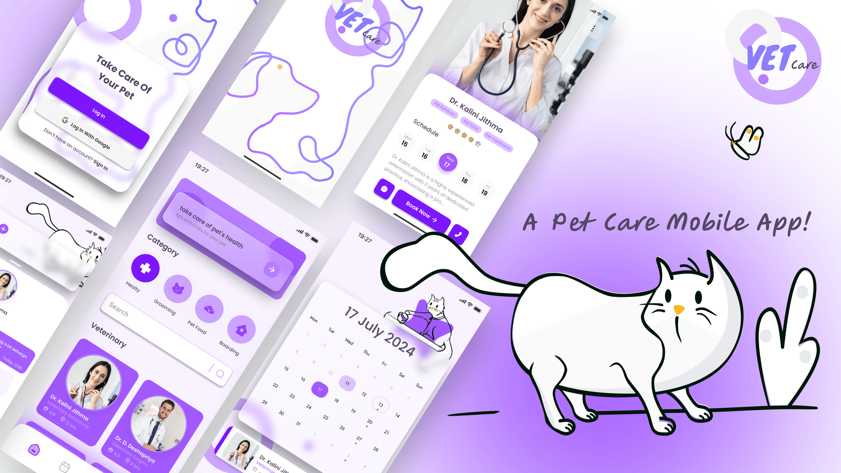 Vet Care - veterinary care app UI